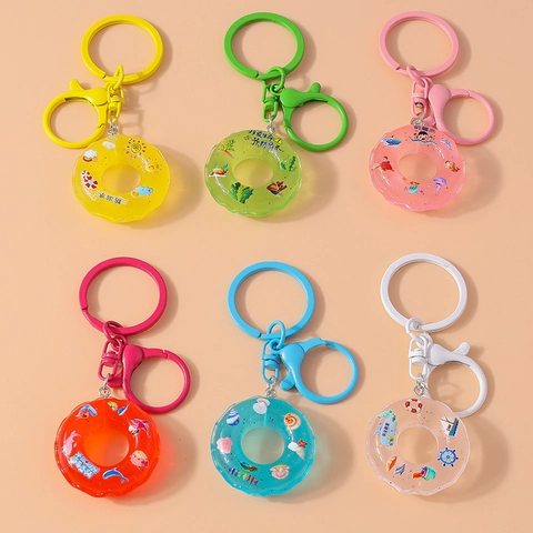 Llavero Creativo de Acrílico con Forma de Flotador y Arenas Movedizas Líquidas Colgante para Bolso Cadena de Teléfono Regalo para Mujeres Niñas
