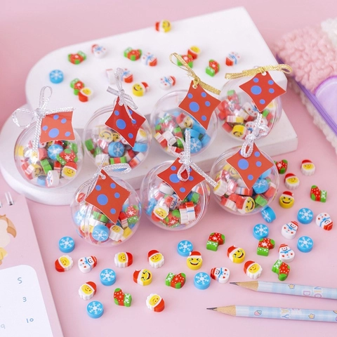 Mini Gomme Forme Cartone Animato Natale Spazio In Ornamenti Palla Trasparente Per Bambini Studenti Premi Classe Cancelleria