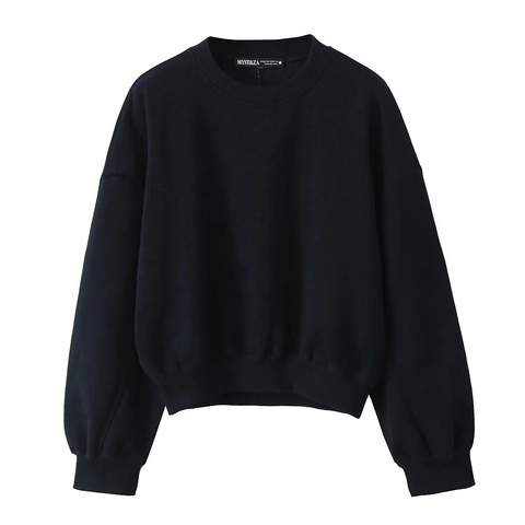 Sudadera De Cuello Redondo Para Mujer Manga Larga Color Sólido Punto Polar Suave Jersey Casual Streetwear Top