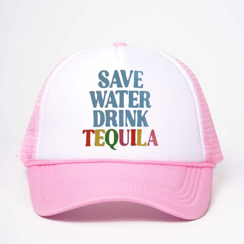 Cappello Trucker Save Water Drink Tequila Slogan Rete Traspirante Poliestere Regolabile Cappello Sole Esterno