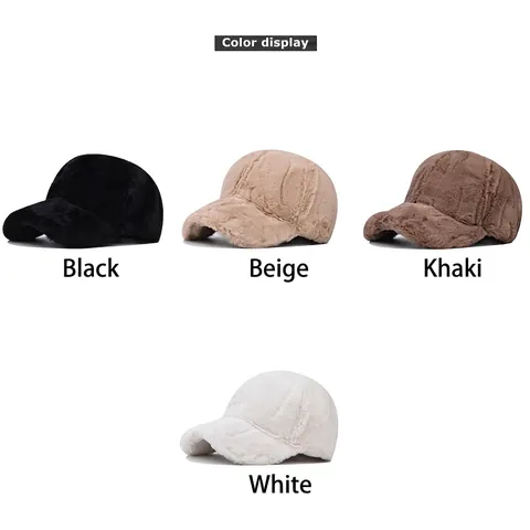 Winter Baseball Cap Faux Fur Plush Warm Outdoor Mink Hair Style Adjustable Vintage Solid Color Hat For Women Men