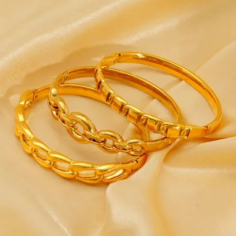 Irregular Textured Bangle Bracelet For Women Stainless Steel 18K Gold Plated Non-Fading Light Luxury Fashion Accessory