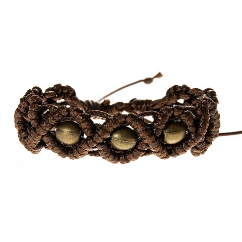 Handmade Woven Cord Bracelet With Alloy Beads Adjustable Drawstring Retro Ethnic Style Jewelry For Men Women