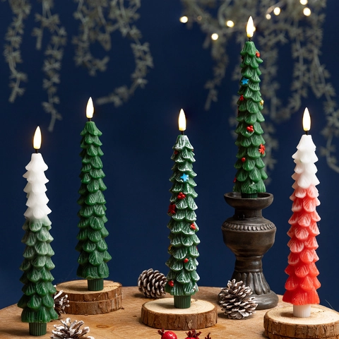 LED Christmas Tree Candles Paraffin Wax Plastic Remote Control Timer Flameless Flickering Holiday Home Decor