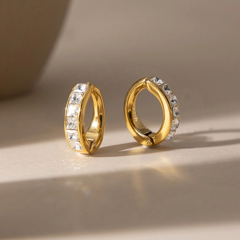 18K Vergoldete Edelstahl Strass Ohrclip Ohrringe Für Damen Minimalistische Geometrische Hoop Ohrringe Ohne Ohrlöcher Leichter Luxus Schmuck