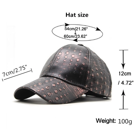 Gorra De Béisbol De Cuero PU Punto Relieve Metálico Vintage Moda Ajustable Sombrero Para Hombres Mujeres