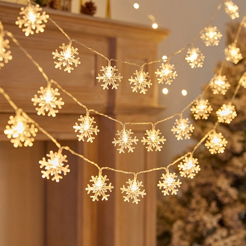 Christmas LED String Lights Snowflake Star Shape Battery USB Powered Waterproof For Holiday Party Indoor Outdoor Decor