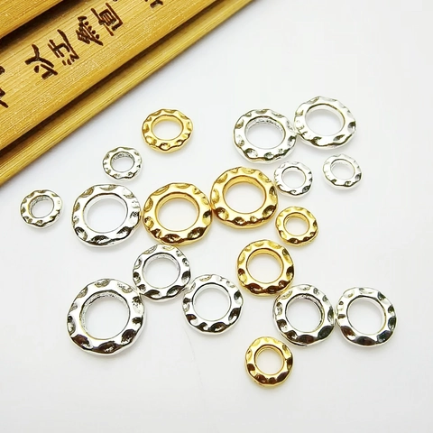Hammered Alloy Spacer Rings Beads For DIY Jewelry Making Bracelet Necklace Handcrafted Flat Beading Findings Components