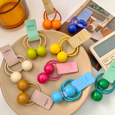 Elastici Per Capelli Colorati Per Bambini Con Ornamenti Sferici Fasce Elastiche Perle In Resina Per Ragazze