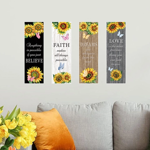 Sunflower Butterfly Wall Stickers PVC Self Adhesive Inspirational Quotes Home Decor For Living Room Bedroom