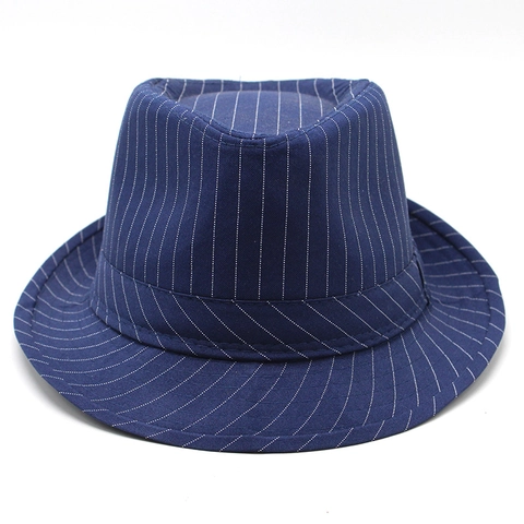 Gestreifter Fedora Hut Vintage Britischer Stil Jazz Kappe Baumwolle Polyester Mischung Sonnenschutz Für Herren Und Damen