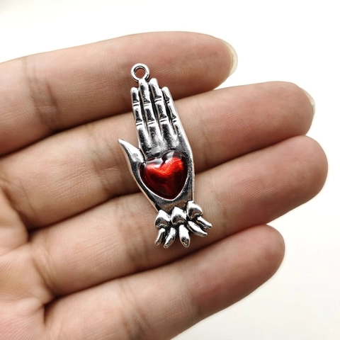 Gothic Teufelshand Herz Anhänger Zinklegierung Emaille Charms Für DIY Halskette Ohrring Schmuckherstellung Zubehör