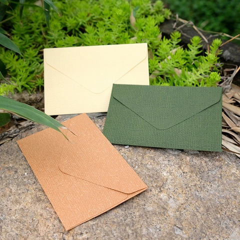 Mini Card Envelopes Textured Specialty Paper Linen Pattern Small Card Holder Retro Stationery For Gift Invitations