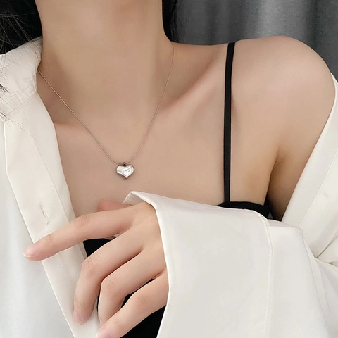 Edelstahl Herz Anhänger Halskette Hochglanzpoliert Minimalistische Schlangenkette Schmuck Geschenk Für Frauen