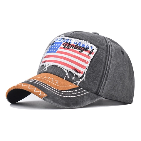 Cappellino Da Baseball Vintage In Cotone Lavato Con Patch Bandiera USA Cappello Da Sole Retro Regolabile