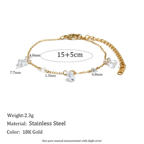 Collar Y Pulsera Con Borla De Circonita Chapado En Oro De 18K Acero Inoxidable Colgante Gota De Agua Joyería Elegante Para Mujer