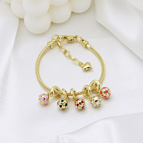 Runder Anhänger Charm Kupfer 18 Karat Vergoldet Emaille Fußball Herz Form Stilvolle Schmuck Accessoires Für Frauen