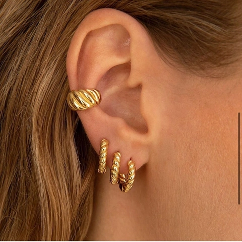 Vintage Gedrehte Creolen Für Damen Europäisch-Amerikanischer Stil Hochwertige Metall Kupfer Geometrische Ohrenschnalle Schmuck