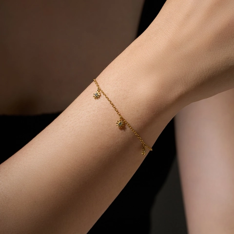 S925 Sterling Silver Flower Bracelet For Women With Rhinestone Sun Flower Charm Adjustable Chain Elegant Fashion Jewelry Gift