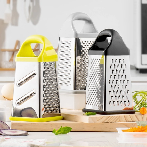 Rallador De Caja De 4 Caras De Acero Inoxidable Rebanador De Verduras Manual Herramienta De Cocina Con Mango Y Contenedor