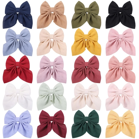 Large Chiffon Bow Hair Clip Floral Candy Color Alligator Clips Pastoral Style Fabric Hair Accessories For Women Girls