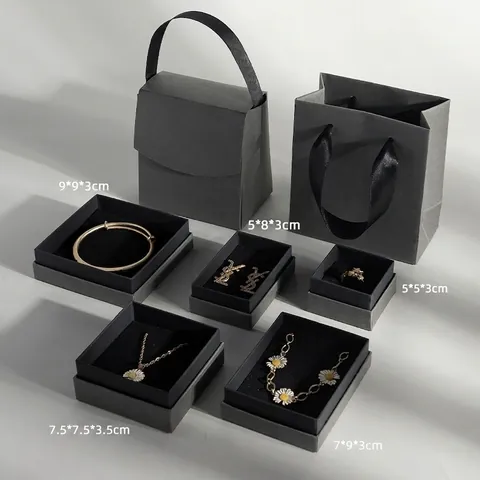 Jewelry Gift Boxes Paper Cardboard With Sponge Insert For Rings Necklaces Bracelets Minimalist Square Storage Packaging Display