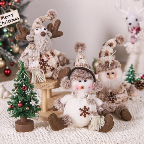 Adornos de Peluche de Navidad de Tela de Punto Papá Noel Muñeco de Nieve Reno Estilo Nórdico Decoración Colgante