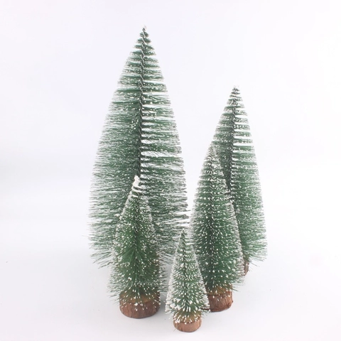Mini Künstlicher Weihnachtsbaum Schneebeflockte Kiefernadel Ornament Mit Holzsockel Schreibtisch Dekoration Feiertagsfeier