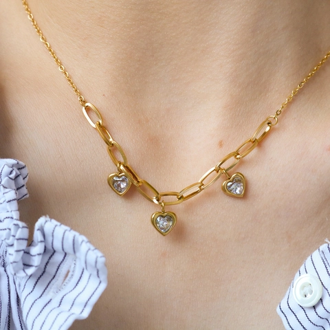 Herz Anhänger Halskette Edelstahl 18K Vergoldet Mit Bunten Zirkonia Herzcharms Elegante Retro Schmuck Für Damen