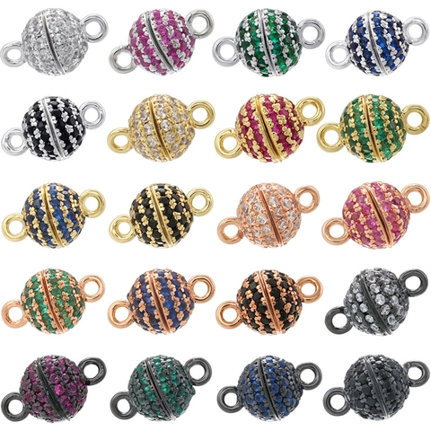Runder Kugel Magnet Schmuckverschluss Verbinder Mit Mikropave Zirkonia Messing Für DIY Halskette Armband Herstellung