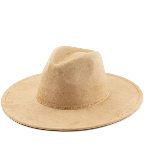Vintage Suede Wide Brim Fedora Hat Western Cowboy Jazz Cap Outdoor Travel Men Women Solid Color