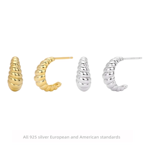 Orecchini A Lobo Croissant In Argento Sterling 925 Torsione A Forma Di C A Costine Placcati Oro Gioielli Per Donna