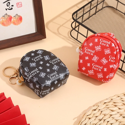 Mini Zaino Portamonete In Pelle PU Portachiavi Custodia Per Auricolari Stampa Animali Cartoni Animati Con Ciondolo A Perla Artificial