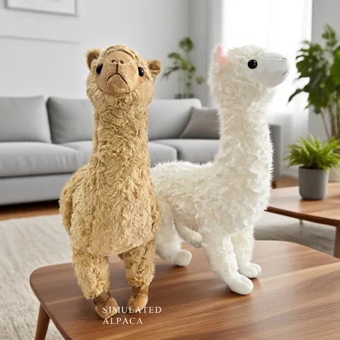 Simulierte Alpaka Plüschtier Weiche Lockige Lange Haare Kuscheltier Süße Lama Puppe Für Heimdeko Kinder Geschenk Kissen