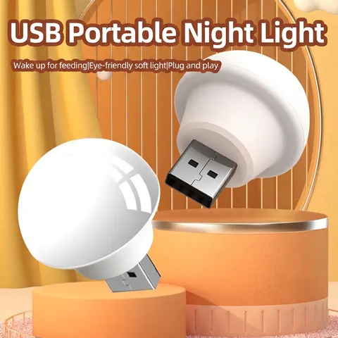 Mini USB LED Night Light Portable Plastic Eye Protection Voice Control Offline Smart Plug And Play Lamp For Bedroom Travel