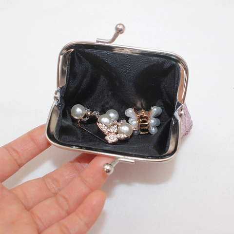 Retro Floral Lace Mini Coin Purse With Metal Kiss Lock PU Leather Small Handbag Portable Pouch For Women Girls