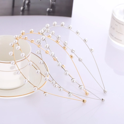 Diadema Novia Elegante Perla Artificial Minimalista Aleación Metal Boda Fiesta Accesorios Para Mujeres Estilo Dulce