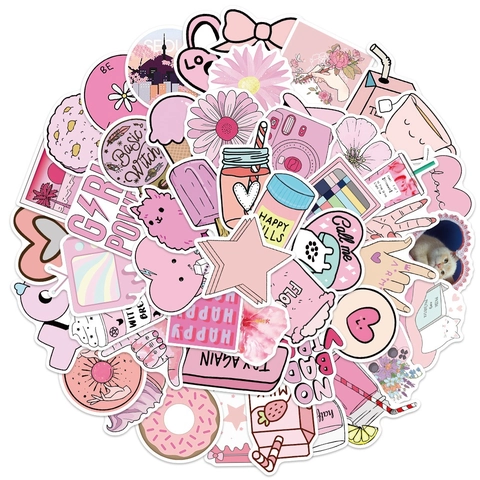 Rosa Carino Estetico Impermeabile Adesivi Per Laptop Telefono Bagaglio Skateboard DIY Decorativo Femminile Graffiti Arte Decalcomanie