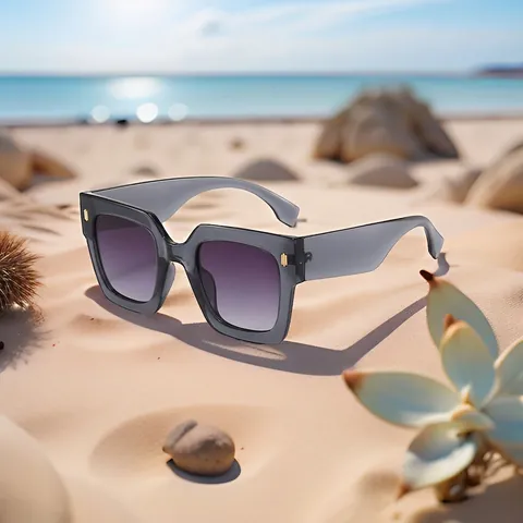 Gafas De Sol Cuadradas Moda Montura PC UV400 Lentes Gradientes Exterior Viajes Tendencia Extragrande Para Mujeres Hombres