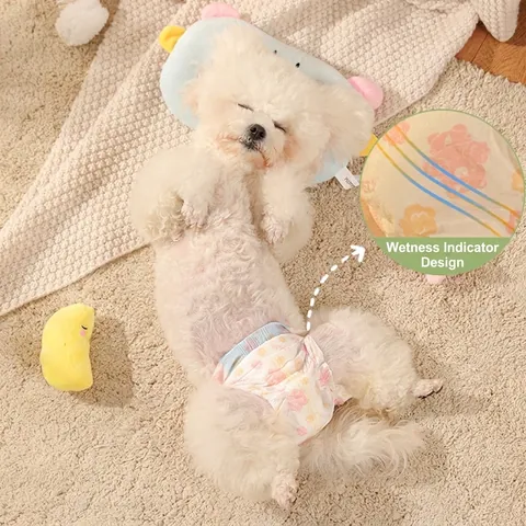 Disposable Pet Dog Diapers For Male Female Puppy Breathable Absorbent Puppy Training Pads With Wetness Indicator Cute Cartoon Bear Print Pet Sanitary Underwear