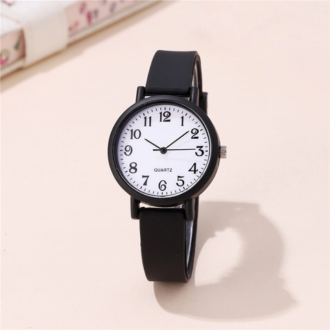 Orologio al Quarzo con Cinturino in Silicone Minimalista per Studenti Orologio da Polso Sportivo Casual alla Moda con Cassa in Lega Specchio in Vetro Quadrante Rotondo