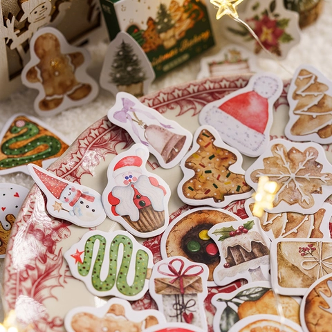 Adesivi Di Natale In Scatola Carta Patinata Cartone Animato Babbo Natale Renna Omino Di Panpepato Scrapbooking Diario Decor