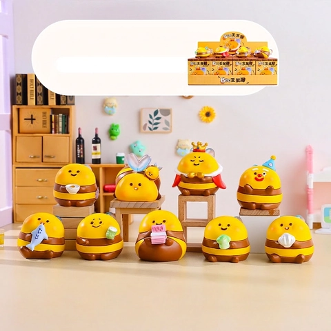 Cute Cartoon Bee Figurine Blind Box Desktop Ornament Resin Miniature Animal Collectible Home Office Decor Accessory