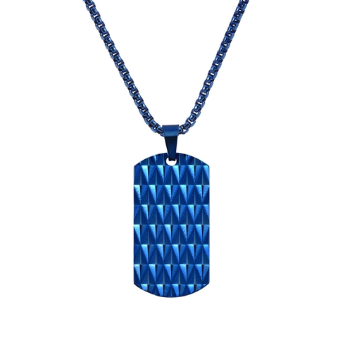 Herren Anhänger Halskette Edelstahl Dog Tag Diamantmuster Geometrische Textur Box Kette Punk Hip Hop Cool Schmuck Geschenk