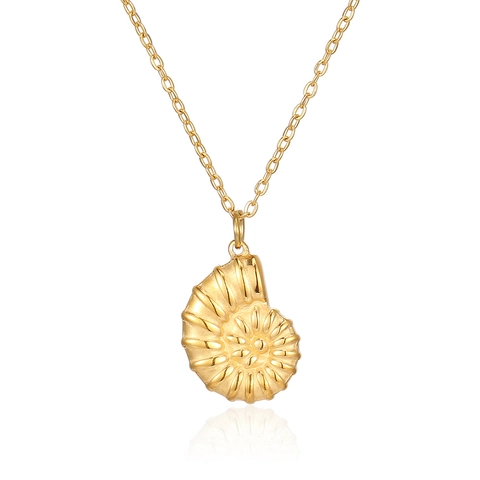 Collana Conchiglia Nautilus Acciaio Inossidabile Placcato Oro 18K Minimalista Retro Ciondolo Conchiglia Gioielli Per Donna