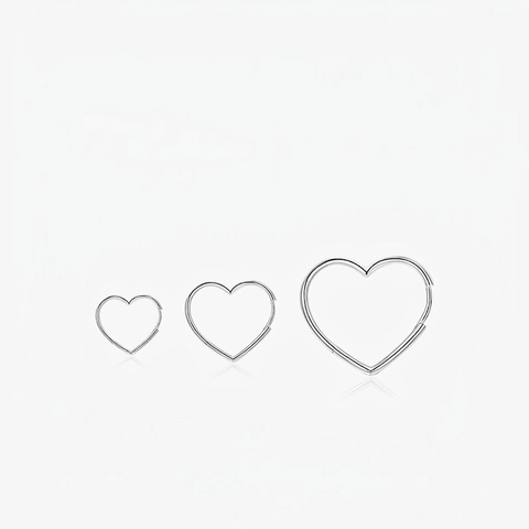 Boucles d'Oreilles Créoles Coeur en Argent Sterling 925 Minimaliste Poli en Forme de Coeur Bijoux de Mode pour Femmes Cadeau