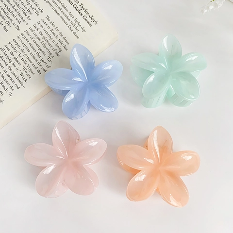 Pinza Para El Pelo Flor De Plumeria Plástico Mate Colores Caramelos Estilo Dulce Accesorios Para Mujeres Niñas