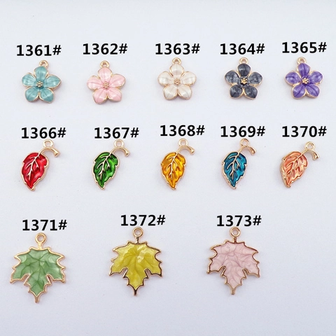 Ciondoli Fiore Foglia Lega Zinco Smalto Pendenti Per Creazione Gioielli DIY Orecchini Collana Artigianato