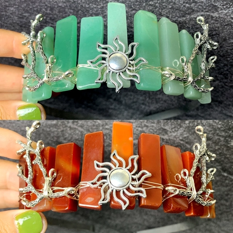Natural Kristall Krone Stirnband Mit Silber Metall Sonne Und Baum Zweige Handgemachte Bohème Hexe Tiara Für Frauen