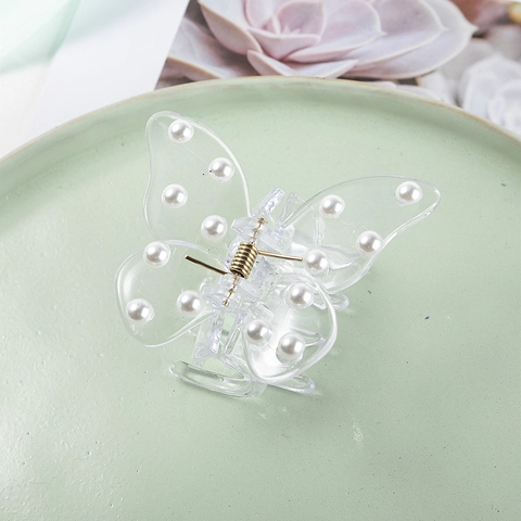Schmetterling Haarkralle Transparente Acryl Haarspange Mit Künstlichen Künstliche Perlen Straßsteinen Eleganter Kopfschmuck